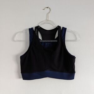 Ivy Park Black Blue Double Layer Sports Bra Size Medium